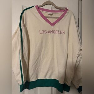 Boutique Le Lis heavy knit v neck oversize varsity strip pullover Los Angeles M
